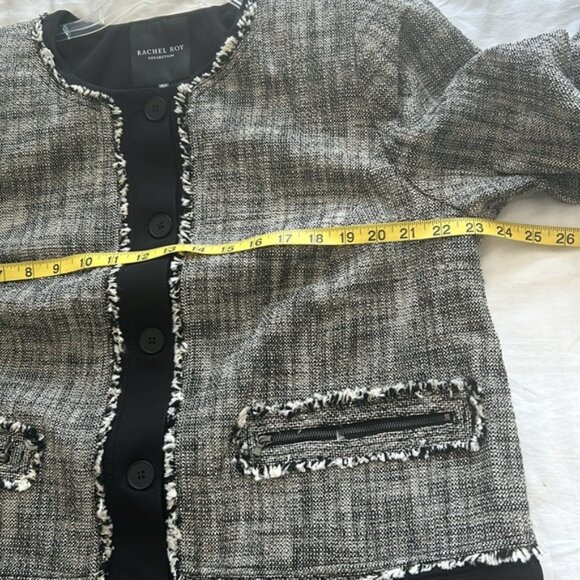 Rachel Roy Tweed Suit Jacket Size 16W Black and White 2 Zip Pockets New - Picture 8 of 9